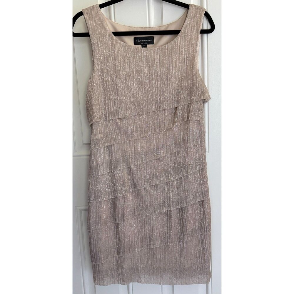 Connected Women's Gold Tiered Sheath Dress size 12P